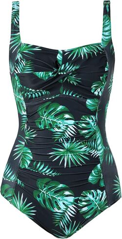 بدلة سباحة نسائية قطعة واحدة للتحكم في البطن، بدلة سباحة كلاسيكية مكشكشة in Kuwait