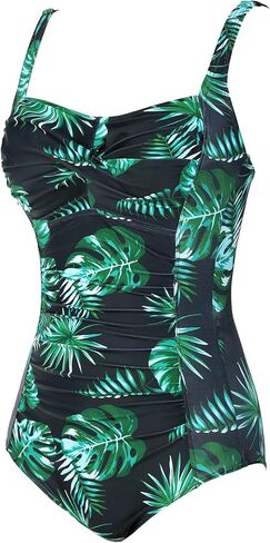 بدلة سباحة نسائية قطعة واحدة للتحكم في البطن، بدلة سباحة كلاسيكية مكشكشة in Kuwait