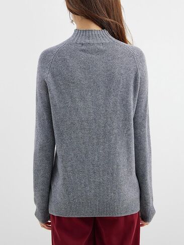 سترة نسائية من LINY XIN برقبة وهمية لخريف وشتاء 100% من صوف ميرينو أساسية دافئة وناعمة وأكمام طويلة بلوفر منسوج in Kuwait