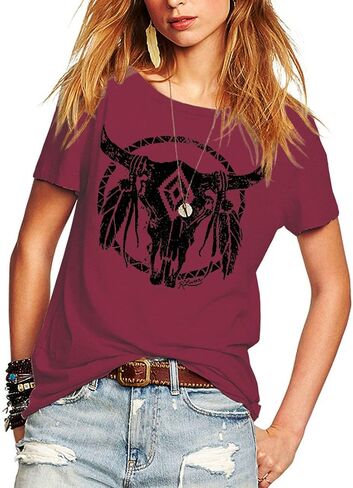 Romastory Womens Street Pattern Novelty T-Shirt Short Sleeve Loose Summer Tops Tee Shirts in Kuwait