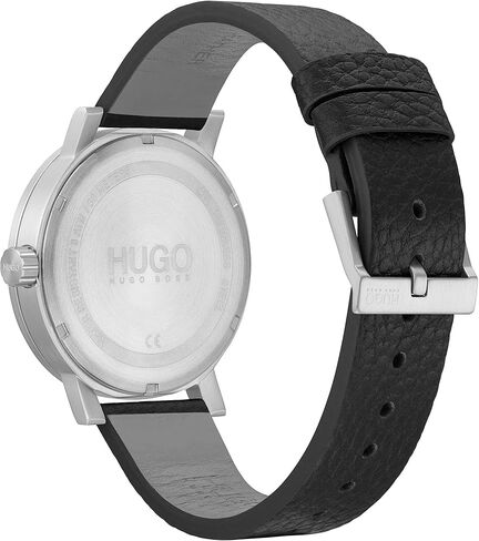 HUGO #RASE Men Quartz Stainless Steel and Leather Strap Casual Watch, Color: Black (Model: 1530115) in Kuwait