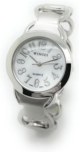 Wincci Ladies Elegant Metal Bangle Cuff Fashion Analog Quartz Watch Mother of Pearl Dial in Kuwait