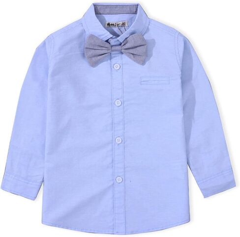 IPIO Toddler Boys Button Down Shirt Long Sleeve School Uniform Dress Shirt Bow Tie Set for Baby Boy Kids in Saudi Arabia