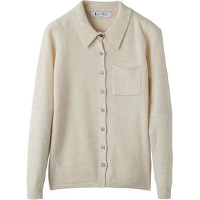 LINY XIN Women's Cardigan Sweaters 100% Merino Wool Spring Button Down Polo Collar Long Sleeve Soft Knitted Cardigan in Kuwait