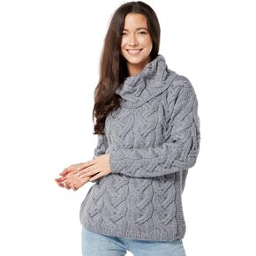Supersoft Irish Merino Wool Chunky Cable Knit Cowl Sweater for Women Made in Ireland in Saudi Arabia
