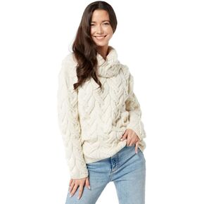 Supersoft Irish Merino Wool Chunky Cable Knit Cowl Sweater for Women Made in Ireland