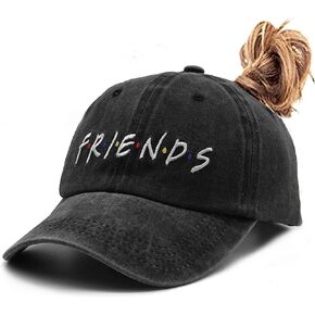 Waldeal Embroideried Women's Friends Ponytail Baseball Caps Distressed Vintage Washed Dad Hat