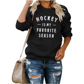 Qrupoad Women Hockey Is My Favorite Season Sweatshirt Hoodie Oversized Cozy Pockets Pullover in Kuwait