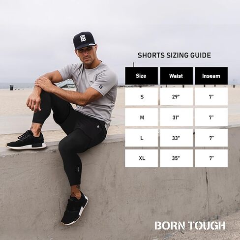 شورت بورن تاف اير برو 2 في 1 للتمارين الرياضية وكمال الأجسام والجري للرجال مع بطانة ضيقة in Kuwait