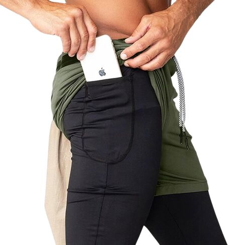 شورت بورن تاف اير برو 2 في 1 للتمارين الرياضية وكمال الأجسام والجري للرجال مع بطانة ضيقة in Kuwait