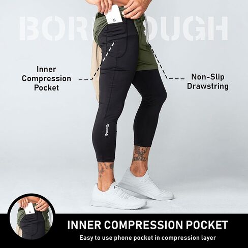 شورت بورن تاف اير برو 2 في 1 للتمارين الرياضية وكمال الأجسام والجري للرجال مع بطانة ضيقة in Kuwait