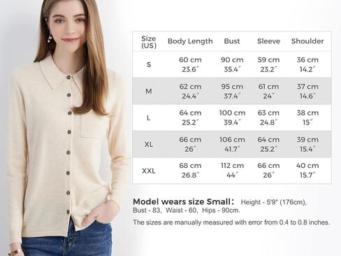 LINY XIN Women's Cardigan Sweaters 100% Merino Wool Spring Button Down Polo Collar Long Sleeve Soft Knitted Cardigan in Kuwait