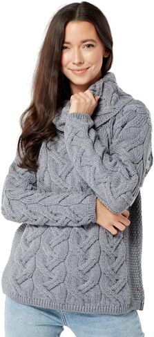 Supersoft Irish Merino Wool Chunky Cable Knit Cowl Sweater for Women Made in Ireland in Saudi Arabia