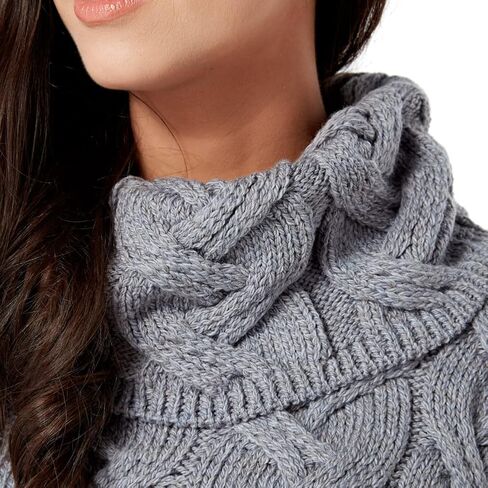 Supersoft Irish Merino Wool Chunky Cable Knit Cowl Sweater for Women Made in Ireland in Saudi Arabia