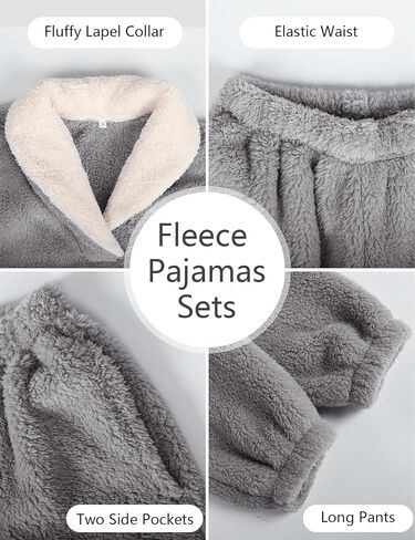 Arssm Women Fluffy Pajamas Set Fleece Pullover Pants Winter Loose Plush Lounge Sets 2 Piece Cozy Sleepwear in Kuwait