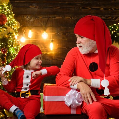 Liitrsh 4 Pcs Christmas Sleep Nightcap for Men Adjustable Sleeping Cap Pajama Hat Stocking Cap with Pom Ball and Tassels for Daily Men Women Use Red in Kuwait