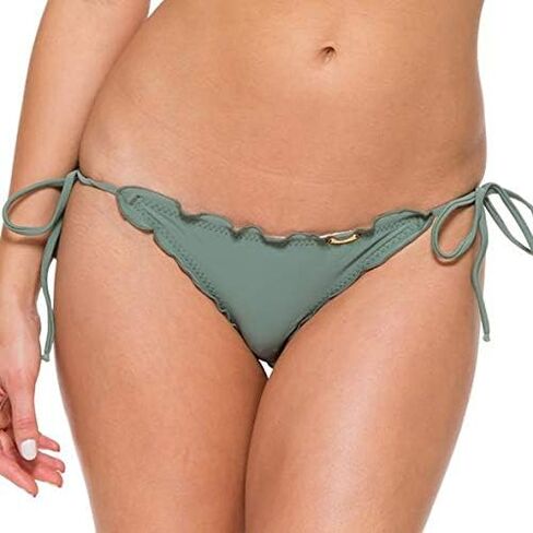 Luli Fama Women's Standard Cosita Buena Wavey Brazilian Ruched Tie Side Bikini Bottom in Kuwait