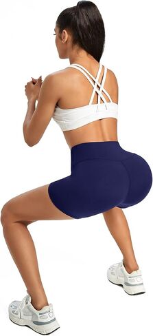 شورت يوجا لراكبي الدراجات النارية عالي الخصر من بروموفير للنساء مع جيوب شورت مضغوط للتمرين والجري 5 بوصة/8 بوصة in Kuwait