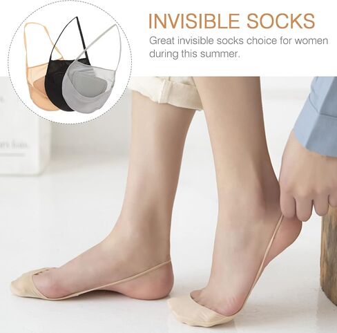 HEALLILY 3 Pairs No Show Sling Back Socks Ultra Low Cut Liner Socks With Sling No Show Half Socks For Heels (Grey+Black+Complexion) in Saudi Arabia