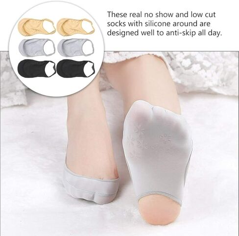 HEALLILY 3 Pairs No Show Sling Back Socks Ultra Low Cut Liner Socks With Sling No Show Half Socks For Heels (Grey+Black+Complexion) in Saudi Arabia
