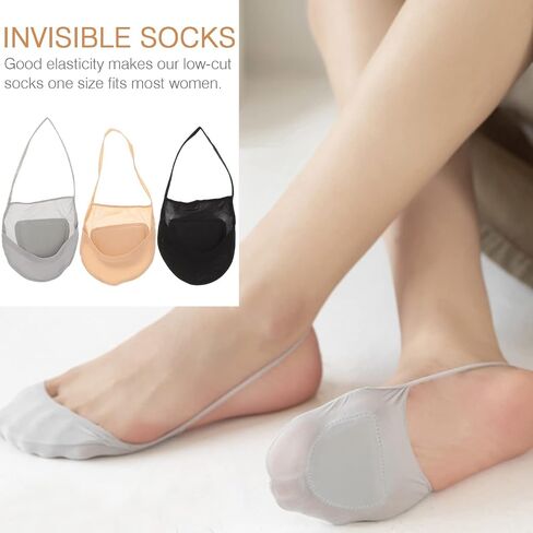 HEALLILY 3 Pairs No Show Sling Back Socks Ultra Low Cut Liner Socks With Sling No Show Half Socks For Heels (Grey+Black+Complexion) in Saudi Arabia
