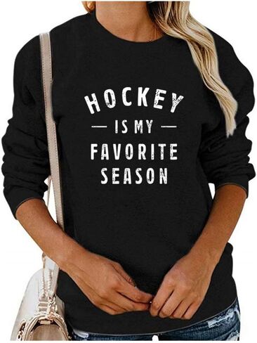 Qrupoad Women Hockey Is My Favorite Season Sweatshirt Hoodie Oversized Cozy Pockets Pullover in Kuwait