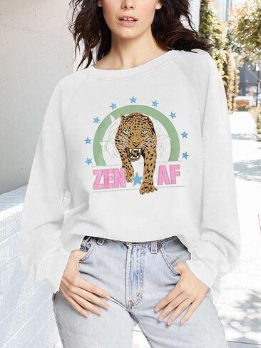 Bellcoco Graphic Sweatshirt for Women Long Sleeve Casual Tops Scoop Neckline Loose Fit Pullover Sweatshirts in Kuwait