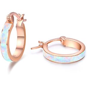 Opal Earrings Blue/Pink/White/Fire Opal Hoop Earrings for Women 925 Sterling Silver Hoop Earrings Jewelry Gifts for Girls in Saudi Arabia