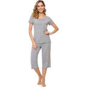 WiWi Bamboo Viscose Pajamas for Women Soft Capri Pants Pajama Sets Plus Size Sleepwear Pjs Loungewear S-4X in Kuwait