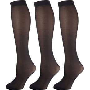 جوارب نسائية غير شفافة قابلة للتمدد من الألياف اللدنة حتى الركبة، عبوة متعددة in Kuwait