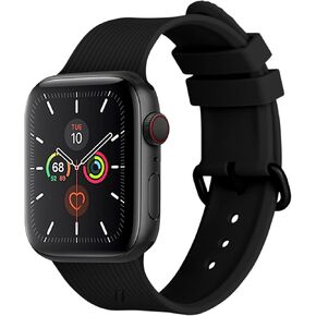 حزام منحني Native Union لساعة Apple 38/40/41 مم - حزام سيليكون أملس مقاوم للماء - أجزاء صلبة من الفولاذ المقاوم للصدأ - تعدد الاستخدامات طوال اليوم (أسود) in Kuwait