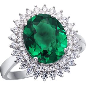 925 Sterling Silver Created Ruby Red Gemstone Index and Mid Finger Cocktail Vintage Ring for Women Oval Shape