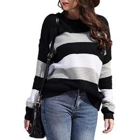 HZSONNE المرأة عادية كاندي اللون كتلة مكتنزة كابل متماسكة طاقم الرقبة فضفاض البلوز البلوزات البلوز المتضخم شريط القمم in Kuwait