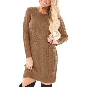 Spadehill Womens Cable Knit Long Sleeve Winter Sweater Dress