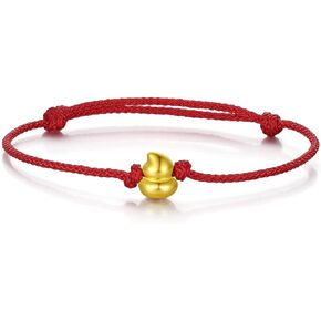 ZHOU LIU FU 24K Solid Gold Bracelets, Real Pure Gold Jewelry Adjustable Gourd Red Braided Bracelets for Women Men Teen Girls in Kuwait
