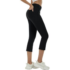 MoFiz Women's Golf Capri Pants Stretch Slim Business Casual Pants Straight Leg Yoga Dress Pants with Pockets Office Slacks in Kuwait