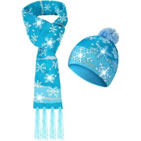 JAWEAVER LED Beanie Hat & Scarf, Christmas Light Up Winter Knitted Hat Scarf for Women Man