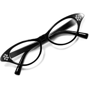 FEISEDY Cat Eye Costume Glasses with Rhinestones Women & Kids 50s 60s Classic Party Cateye Sunglasses B2848