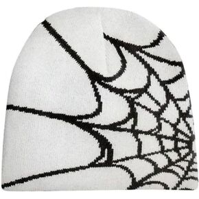 FantasyGears y2k Hat Goth Graphic Spider Web Beanie Grunge Winter Warm Knitted Beanies Men Women Casual Skullies