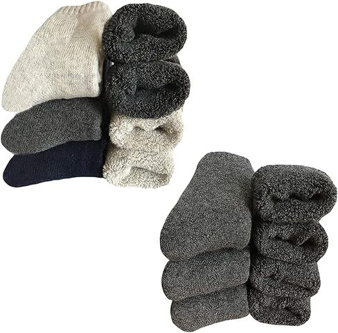 جوارب Yoicy للرجال مكونة من قطعتين من الصوف السميك للغاية وناعمة ودافئة ومريحة للشتاء، متعددة الألوان، مقاس واحد in Kuwait