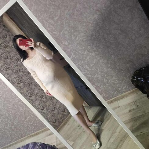 Vaiaye Women's Long Sleeve Sweater Dress 2023 Elegant Midi Dress Knit Dresses Side Slit Bodycon Dress for Women in Saudi Arabia