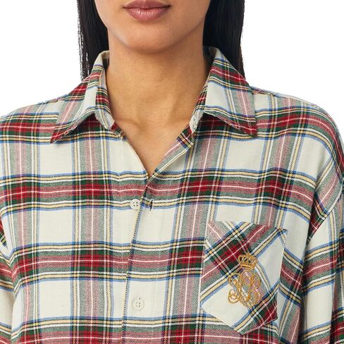 قميص نوم من LAUREN Ralph Lauren بأكمام طويلة كريمي منقوش مقاس XL (الولايات المتحدة 16-18) in Kuwait