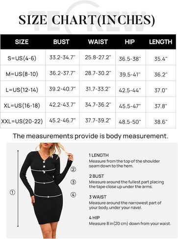 TECREW Women's Fall Long Sleeve Ribbed Knit Sweater Dress Sexy V Neck Bodycon Mini Dress in Kuwait