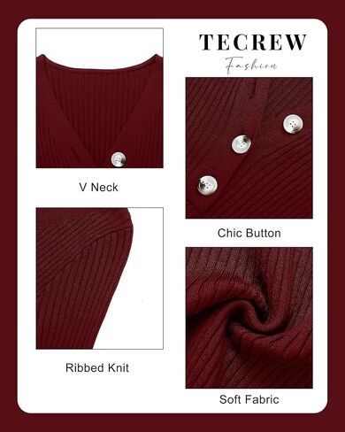TECREW Women's Fall Long Sleeve Ribbed Knit Sweater Dress Sexy V Neck Bodycon Mini Dress in Kuwait