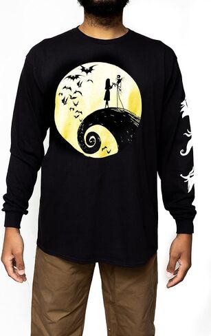 Disney Nightmare Before Christmas Jack Skellington Sally Romance Moon Long Sleeve Adult T-Shirt in Saudi Arabia