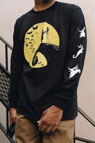 Disney Nightmare Before Christmas Jack Skellington Sally Romance Moon Long Sleeve Adult T-Shirt in Saudi Arabia