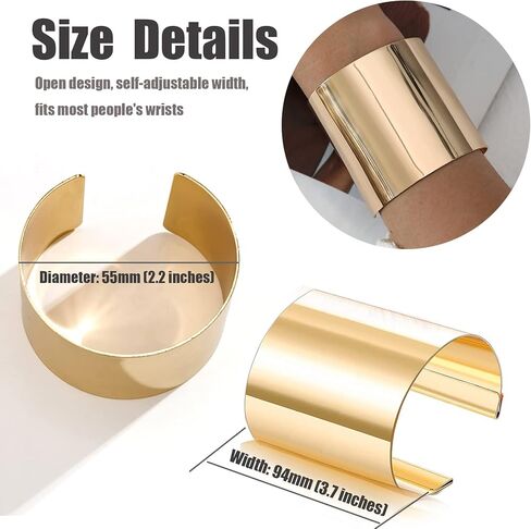 EIELO 8 قطع سوار ذهبي للنساء مفتوح واسع سلك أساور ذهبية سوار معصم قابل للتعديل in Kuwait