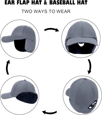 Womens Winter Fleece Ponytail Baseball Cap with Earflap Waterproof Winter Hats Drop Down Ear Warmer Running Hats for Women in Saudi Arabia
