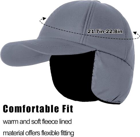 Womens Winter Fleece Ponytail Baseball Cap with Earflap Waterproof Winter Hats Drop Down Ear Warmer Running Hats for Women in Saudi Arabia