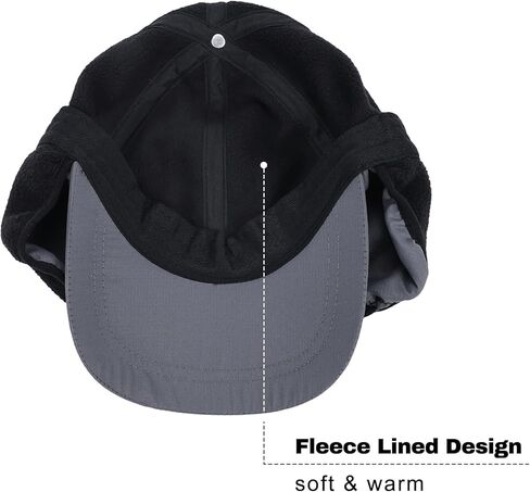 Womens Winter Fleece Ponytail Baseball Cap with Earflap Waterproof Winter Hats Drop Down Ear Warmer Running Hats for Women in Saudi Arabia